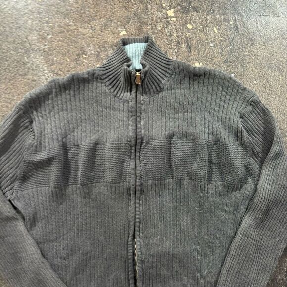 Y2k Lee Full Zip Dark Grey Sweater Tight Fit Outdoors Adult Size XL Read Bio - Picture 2 of 16